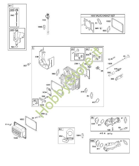 E - Testata del cilindro, set guarnizioni valvola, collettore di aspirazione, valvole B&S - 31 €¦ 31G777-0148-B1 brand Stihl